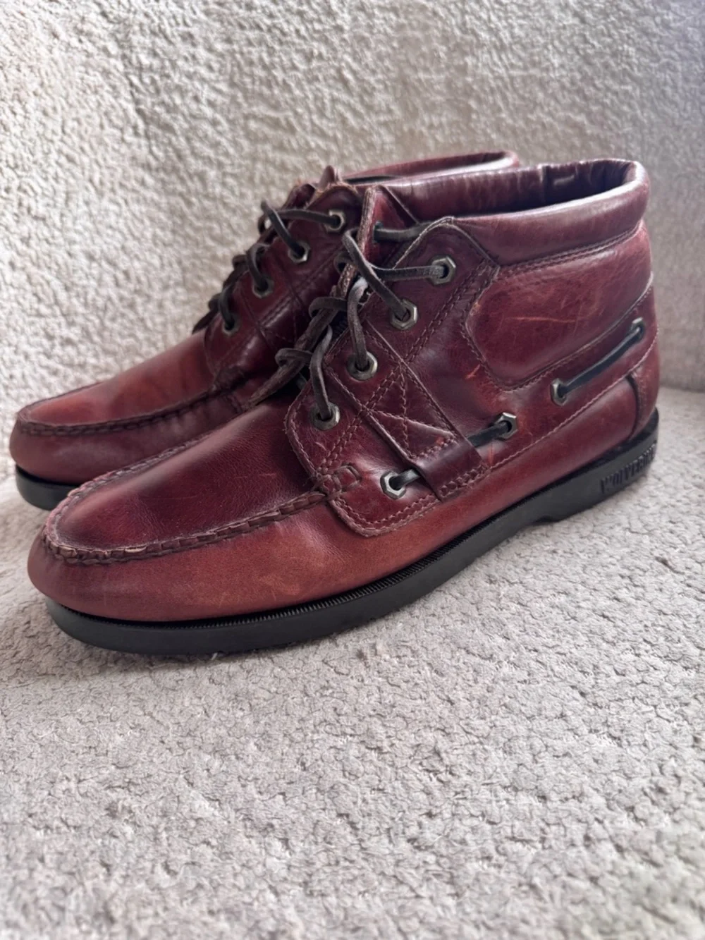 Wolverine Mens 11 M Brown Leather Chukka Ankle Boots Moc Toe Lace Up Casual